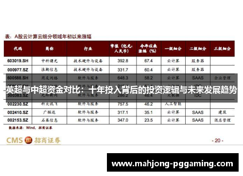 英超与中超资金对比:十年投入背后的投资逻辑与未来发展趋势 英超与中超资金对比:十年投入背后的投资逻辑与未来发展趋势