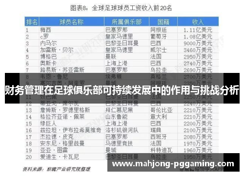 财务管理在足球俱乐部可持续发展中的作用与挑战分析